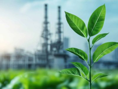 Power,Plant,Background,With,Tree.,Green,Industry,Eco,Power,For